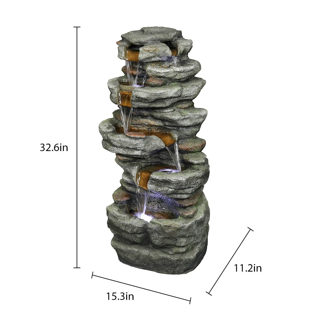 outside fountain - outdoor fountain LED lighting system at night