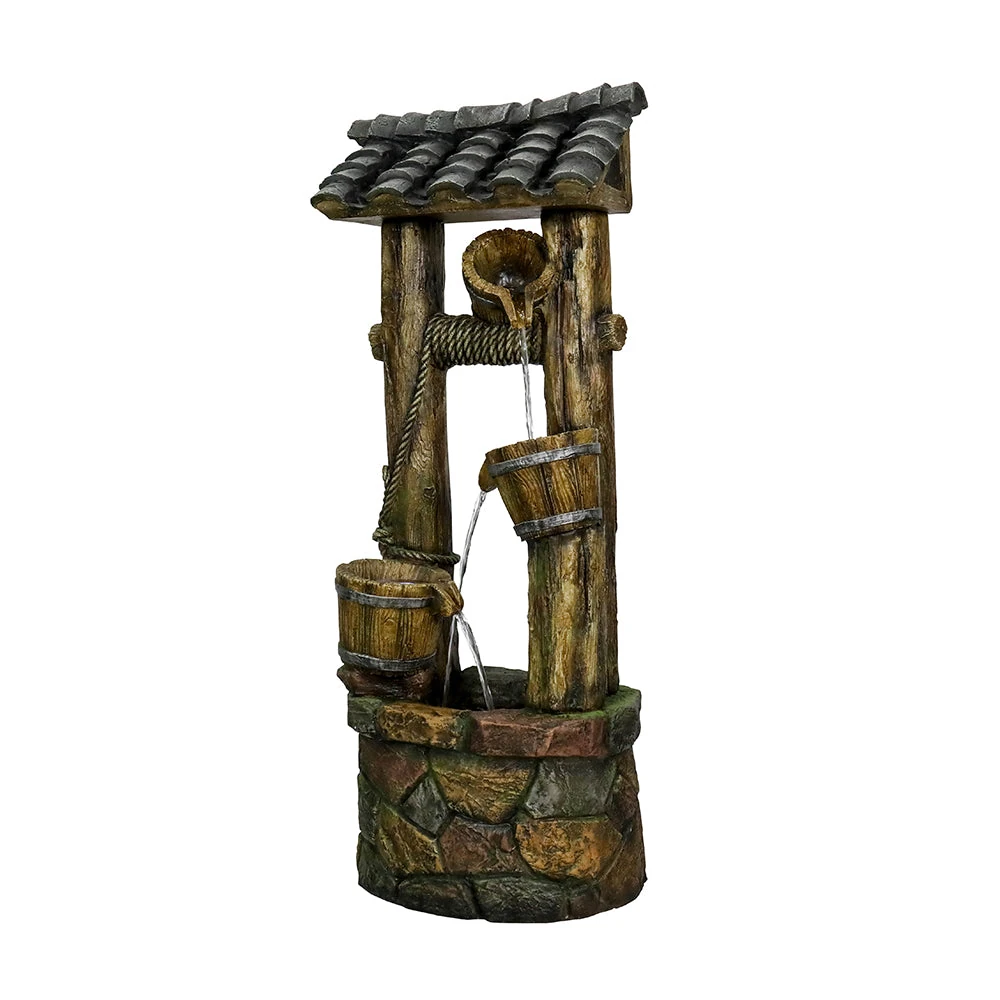 backyards with fountains - modern backyard fountain with LED lights 2025