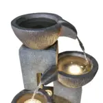 39"H- Tiered Pots Garden Outdoor Fountain with Warm LED Lights