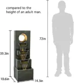 39.3"H-4-tier Designed Outdoor Fountain with LED Lights